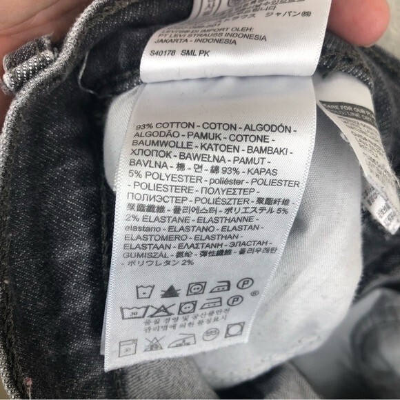 Levi's Wedgie Fit High Rise Skinny Jeans Stretch Gray Ripped Knee Raw Hem 24 - Picture 8 of 9